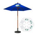 7' Round Wood Umbrella with 6 Ribs, Full-Color Thermal Imprint, 4 Locations